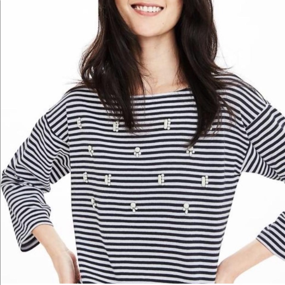 NWT Banana Republic striped embellished top
